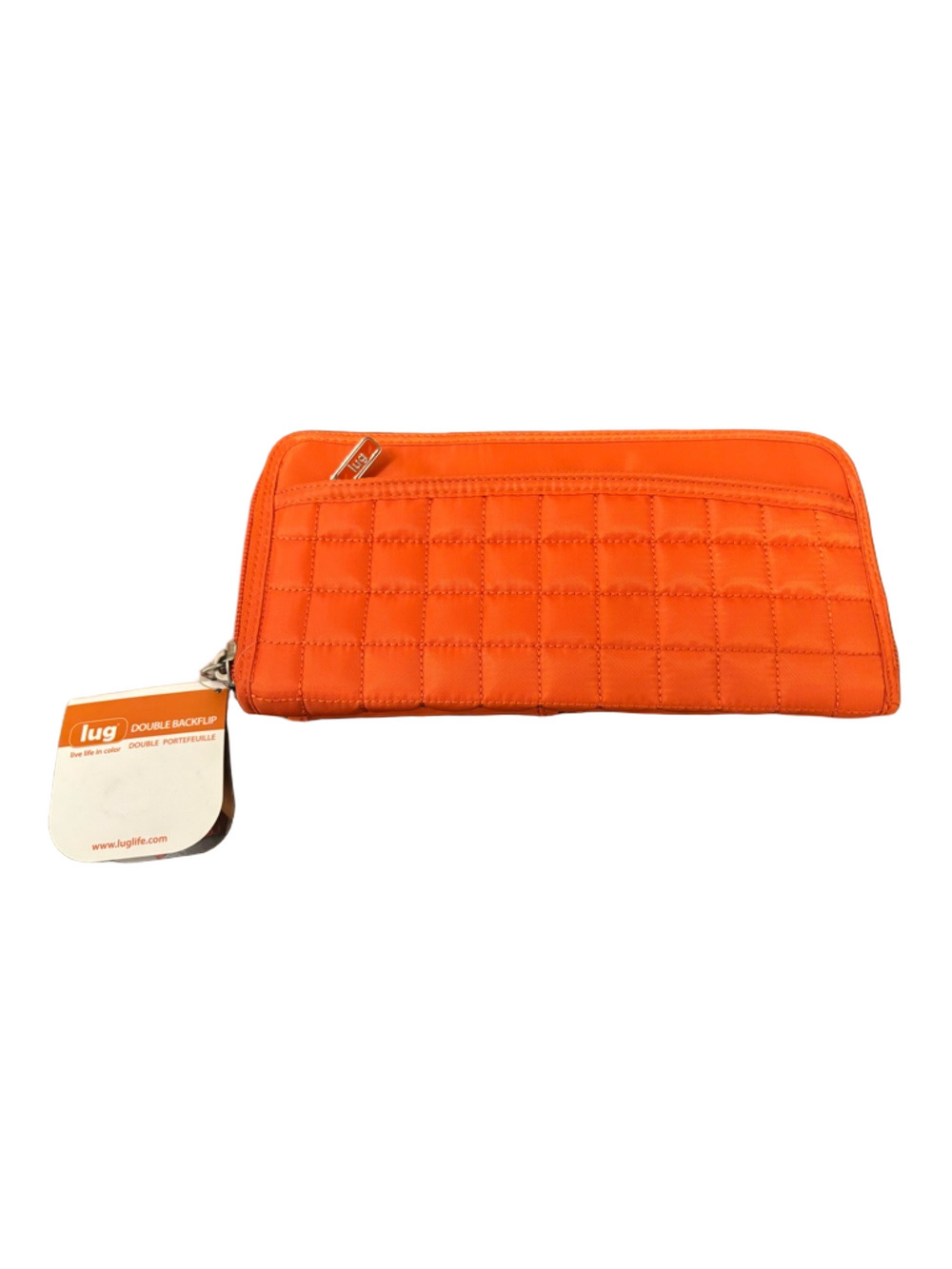Lug Double Backflip Wallet Bright Orange/ Papaya Zipper Closure Snap Pockets NEW - Picture 2 of 9
